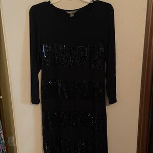Tommy Bahama Black Sequin Long Sleeve Dress